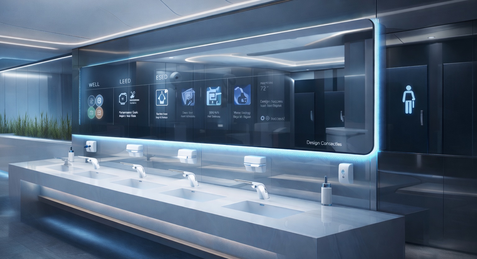 Futuristic workplace restroom design showcase by BathSelect